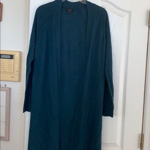 Talbots 100% wool green duster with side slits